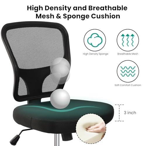Armless Drafting Chair Tall Office Chair Adjustable Height High Back Ergonomic Desk Chair Drafting Stool Rolling Bar Stools Chairs with Footrest and Wheels