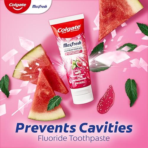 Colgate MaxFresh Fluoride Toothpaste, Watermelon Blast, 3 Pack, 4.5 oz