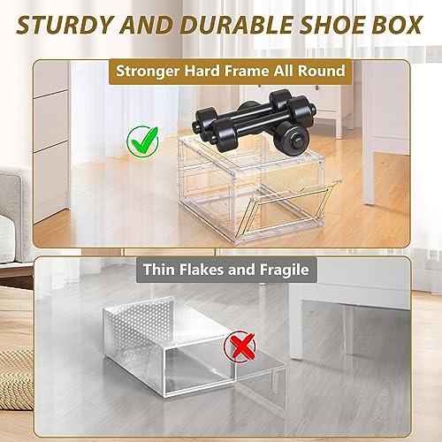 10 Pack Thickened Clear Stackable Shoe Organizer, Clear White