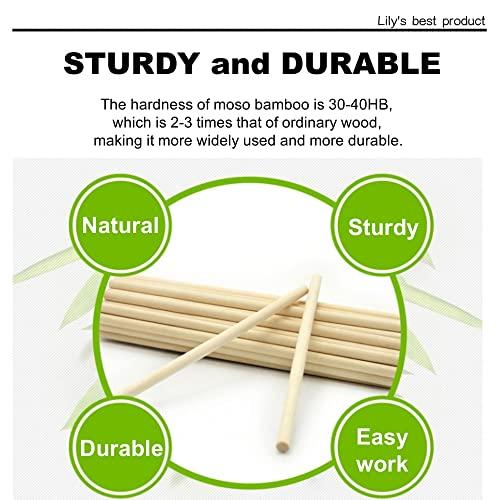 HOPELF 10PCS Bamboo Sticks - 1/2 x 17.5 Inch Dowel Rods for Crafts, DIYers
