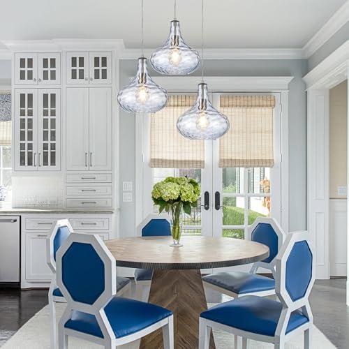 Clear 11 Smoked Hammered Glass Pendant Light – Modern Ceiling Hanging Fixture with Brushed Nickel Finish for Kitchen Island, Dining Room, Hallway, Entryway – E26 Base