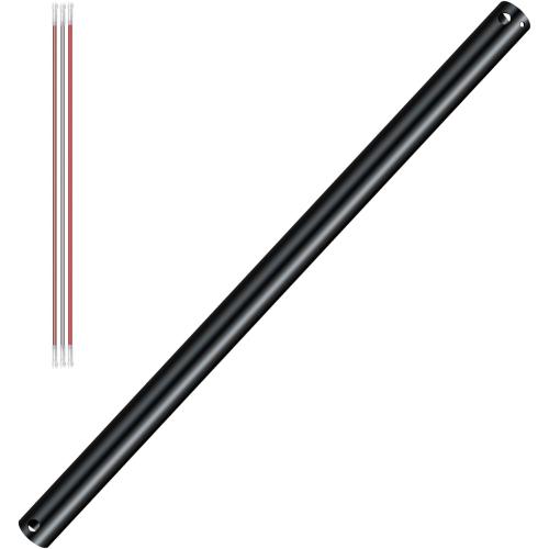 24 Inch Ceiling Fan Downrod with Extension Cable - 1 Inch Outer Diameter, Black Ceiling Fan Extension Rod,(No Threaded) Improves Airflow, Suitable for Various Ceiling Fans
