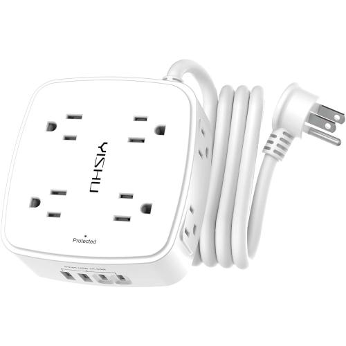 YISHU 6Ft Surge Protector Power Strip with 8 Widely Outlets & 4 USB Ports