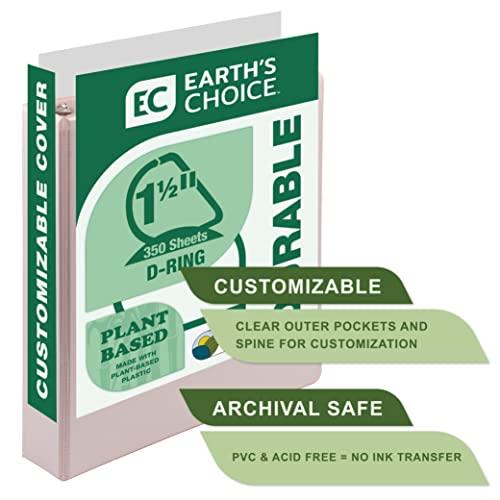 Samsill Plant-Based 1.5 Inch Durable D-Ring, View Binder, Eco-Friendly, USDA Certified Biobased, Single, Rose