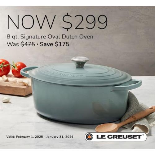 Le Creuset Enameled Cast Iron Signature Oval Dutch Oven, 8 qt., Flame