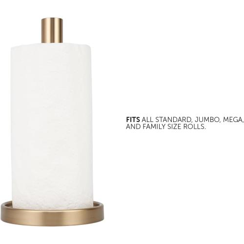 Ivilon Countertop Paper Towel Stand - Steady and Easy Tear - Fits All Paper Towel Rolls - Warm Gold