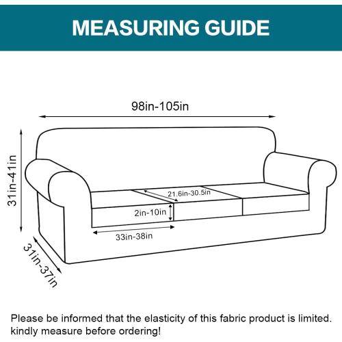 Turquoize 4 Piece Sofa Covers for 3 Cushion Couch Sofa Slipcover Soft Couch Cover for Dogs-Washable Sofa Furniture Covers with 3 Individual Large Cushion Covers (XL Sofa, Dove)