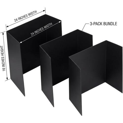 Trifold Poster Board, 24 x 16, Corrugated Project Boards for Science Fairs, School Projects, Event Displays, and Business Presentations, 3-Pack, Black