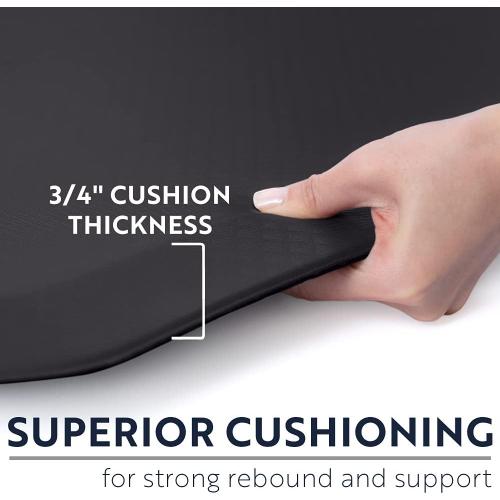 KANGAROO Anti Fatigue Mats for Kitchen Floor, Reduce Foot, Knee, Back Pressure, 3/4 Inch Thick Cushioned Ergonomic Mat, Waterproof Comfort Rug for Under Sink, Standing Desk, Store Floors, 17x24, Black