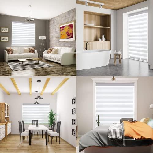 Zebra Roller Window Blinds,Custom Cut to Size,Roller Blinds Dual Layer Roller Shade Blinds, White,Fixed 72 InchesHigh,40 Inches Width