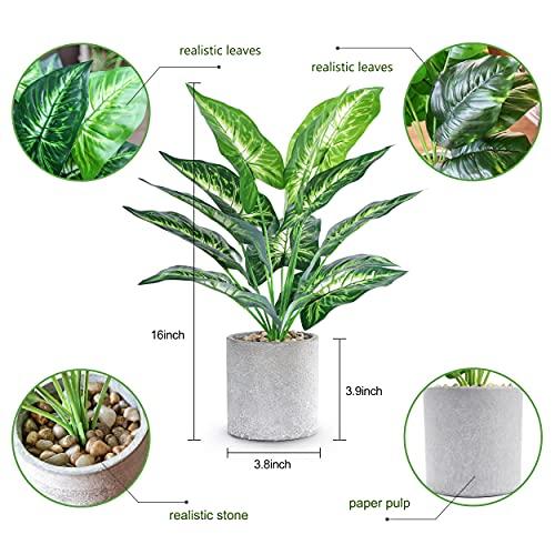 2pcs 16 Fake Plants Artificial Plants Tropical Faux Plants Indoor for Bathroom Kitchen Office Home Sage Green Decor