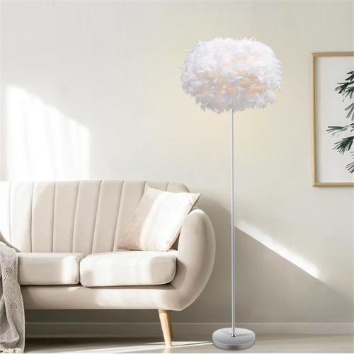 Feather Floor Lamp,Floor Lamps for Living Room,Home Office Bedroom Decor,Floorlamp with White Lampshade,Modern Tall Standing Lamp for Dinningroom,Behind Couch,Girls'room,Corner