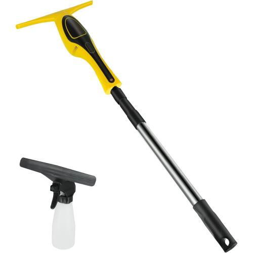 Window Vacuum Squeegee Cordless, Rechargeable Windows Tool Vacuum Cleaner Set, Electric Power Glass Cleaning Tools with 50ml Water Tank & Telescopic Pole (36-61) for Windows, Tiles