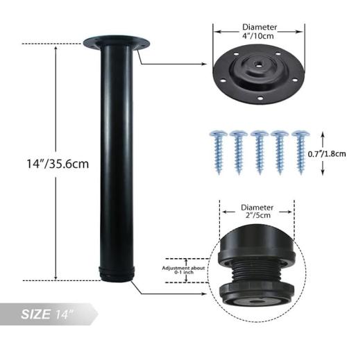 QLLY  Adjustable Metal Bench Legs, Coffee Table Leg, End Table Leg, Furniture Leg Set, Set of 4 (Black)