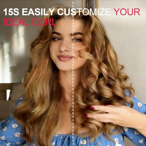 Auto Rotating Hair Curler - 4 Temperature and Timer Settings, Automatic Curling Iron with Automatic Shut-Off, Anti-Tangle and Scalding, Curling Wand for Long Lasting Curls (Black)
