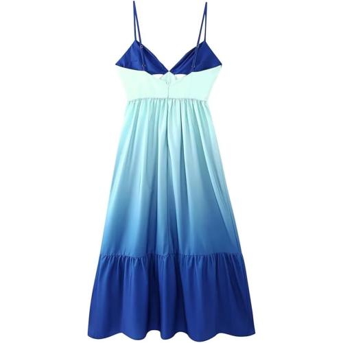 Size L ...Women European and American Gradient Sling Waist Dress