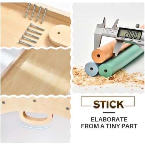 BlueWood Pikler Triangle Set 7in1 Foldable Baby Climbing Toys Wooden Montessori Climbing Set with Arch&Ramp&Ladder Baby Climber Indoor Jungle Gyms for Toddlers Montessori Toys - Rainbow