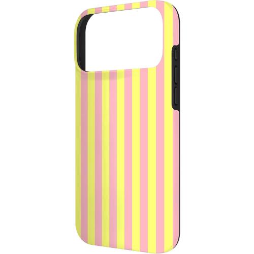 Cute Butter Yellow and Light Pink Stripes Vertical Line Case for iPhone 17 Pro Max
