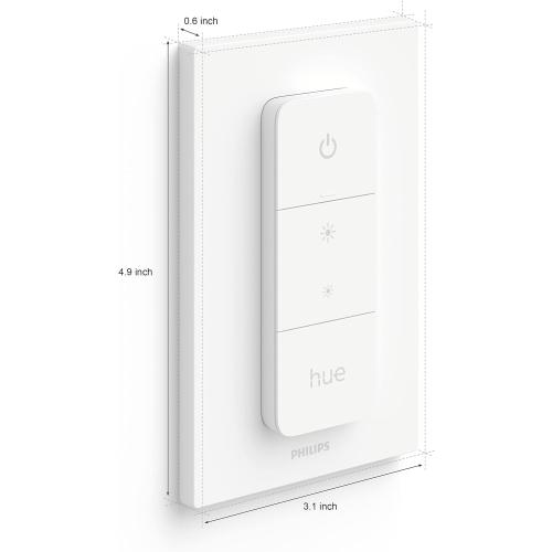 Philips Hue Smart Dimmer Switch with Remote, White - 1 Pack - Turns Hue Lights On, Off, Dims or Brightens - Requires Hue Bridge - Easy, No-Wire Installation