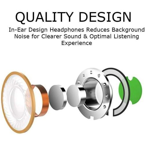 Aux Headphones/Earphones/Earbuds 3.5mm Wired Headphones Noise Isolating Earphones with Built-in Microphone & Volume Control Compatible with Phone 6 SE 5S 4 Pod Pad Samsung/Android MP3 (2 Pack)