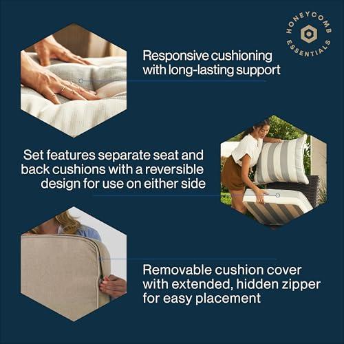 Honeycomb Outdoor Essentials Deep Seat, 24 x 24, Hampton Texture Navy Chair Cushion for Patio Furniture (see the picture for the color)