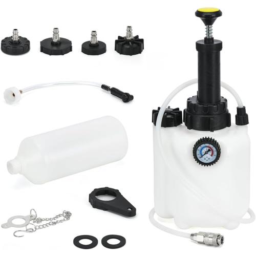 3L Manual Brake Bleeder Fluid Pump with 1L Brake Bleed Bottle and 4 Master Cylinder Adapters,Professional Brake Bleeder Kit Suitable for Most Brake Mast Cylinder Reservoirs