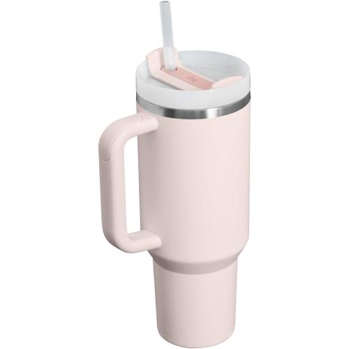 Stanley Quencher H2.0 Tumbler with Handle and Straw 40 oz | Flowstate 3-Position Lid | Cup Holder Compatible for Travel | Insulated Stainless Steel Cup | BPA-Free | Rose Quartz 2.0