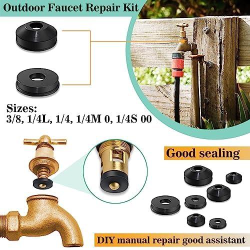 106 PCS Faucet Washer Assortment Kit with Assorted Flat and Beveled Rubber Washers for Outdoor Garden Faucet Stem Leak Worn Replacement Repair