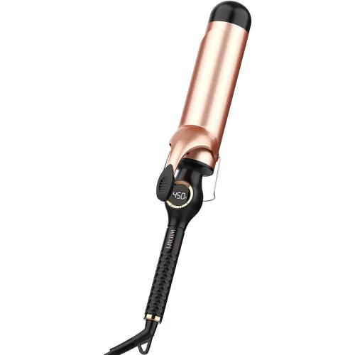 Large Curling Iron 2 Inch, Ceramic Long Barrel Hair Curling Wand, Hair Styling Tool, Dual Voltage, LCD Display, Black
