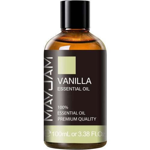 Vanilla Essential Oil 100ml, MAYJAM Premium Essential Oils for Aromatherapy, Diffuser, Soap Making, Candle Making, Large Bottle Vanilla Oil with Gift Box(3.38fl.oz)