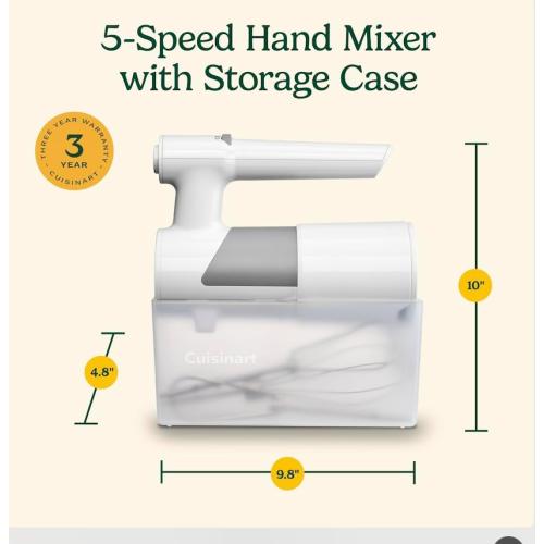Cuisinart 5 Speed Hand Mixer with Storage Case, White, HM-150S | Storage Case‼️light dirt‼️