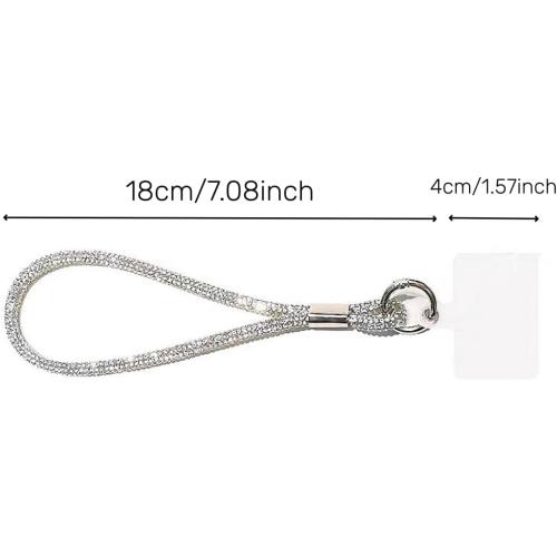 1PC Luxury Diamond Phone Lanyard for Women - Bling Rhinestone Wrist Strap, Adjustable Short Chain