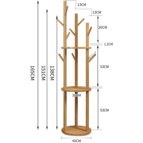 Simcat Wood Coat Rack with 3 Shelves and 9 Hooks Coat Tree Hanger Freestanding Coat Rack for Bedroom, Hallway, Entrance, Office, for Hats, Coats, Scarves, Handbags (Fixed rack walnut color)