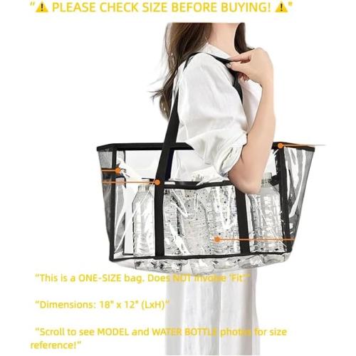 Clear Beach Tote Bag - Waterproof PVC Stadium Approved - Extra Large Transparent Bag for Pool, Concert