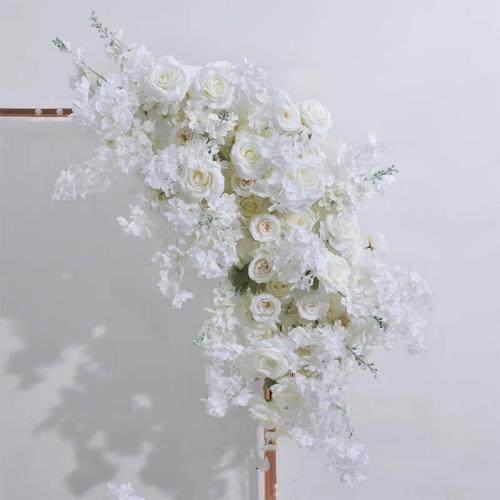 Artificial Cherry Blossom Rose Wedding Arch Flowers, Wedding Welcome Signs Floral Greenery Arrangements, Fake Flower Garland Green Leaves Rose for Home Decor Ceremony Backdrop Decor (Main flower)