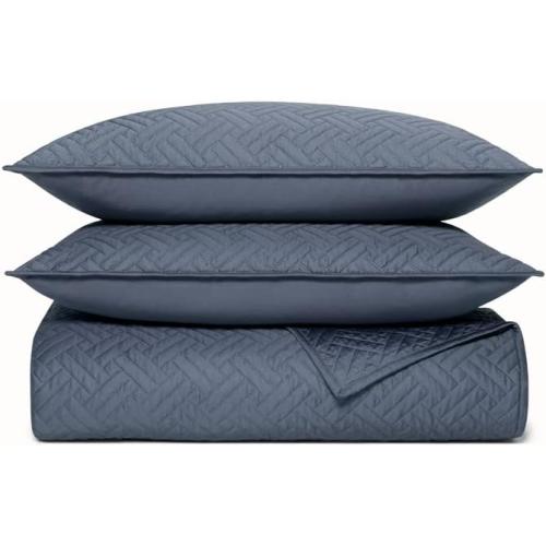 BOLL & BRANCH Signature Basketweave Quilt Set - Prime Exclusive, Mineral - Luxury 100% Organic Cotton - 1 Bedspread, 2 Shams - Soft and Breathable ((Full-Queen)(See the picture for the color)