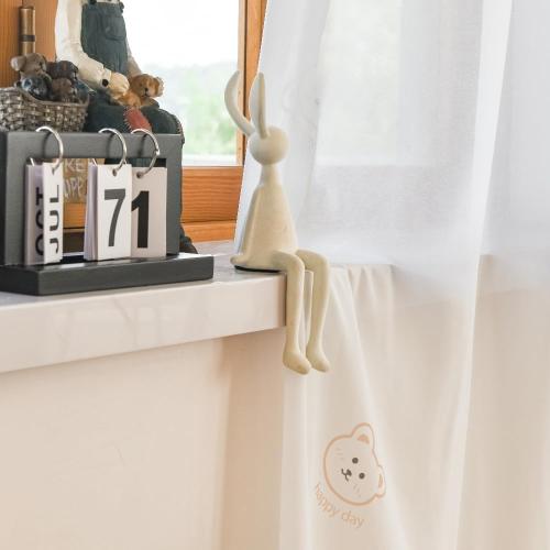 Cartoon Bears Kids Bedroom Sheer Curtains for Babys Room Living Room Grommet Top White Light-Filtering Print Bear Privacy Tulle Curtain for Nursery Baby Play Room 1 Panel (W52 L84 inch,White)