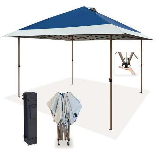OUTDOOR LIVING SUNTIME 13x13 Instant Easy Pop Up Canopy, Navy | Portable Commercial Gazebo, Camping Gazebo Tent Shelter, Wheeled Roller Carry Bag, Bonus Weight Sandbags, Stakes, Ropes