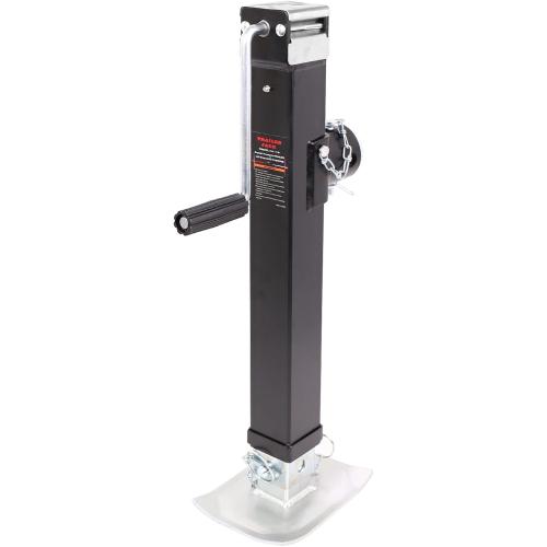 NBJINGYI Heavy Duty 8000LB Trailer Jack 28 Lift, Pipe Mount Swivel Jack with Lock Pin, Square Tube Mount, Side Wind Handle & Foot Plate, Black Coating