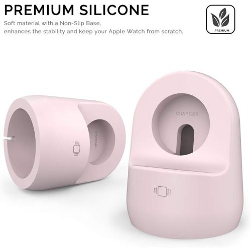 AhaStyle iWatch Stand Silicone Charging Dock Holder for Apple Watch Ultra 2, Ultra, SE2, Series SE, 7 6 5 4 3 2 1 (45/44/42/41/40/38mm), (Pink)