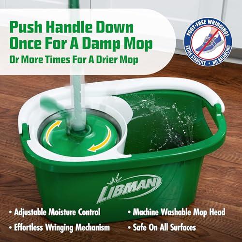 Libman Tornado Spin Mop System with Bucket & Wringer, Microfiber Head
