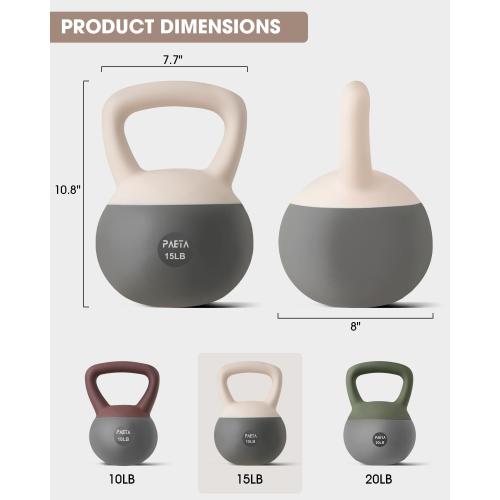 PAETA Soft Kettlebell for Home Fitness – Anti-Slip Grip & Wide Handle Design,Soft Kettlebell Set, Gentle Floor-Friendly Impact – 10lbs, 15lbs, 20lbs, for Home Functional Training