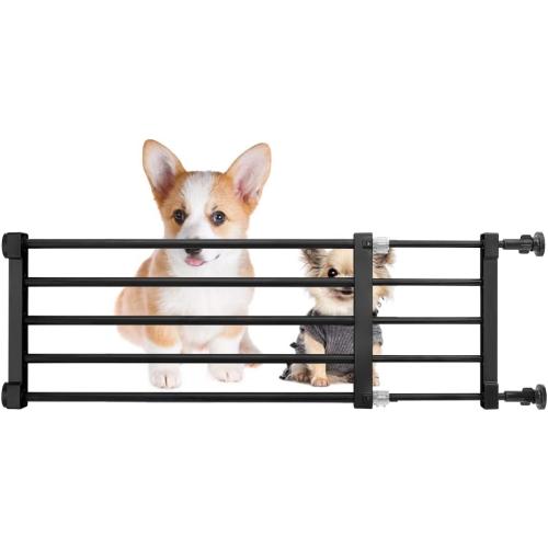 Short Dog Gate Expandable Dog Gate 22-39.37 to Step Over,Pressure Mount Small Pet Gate,Low Pet Gate-Adjustable,Puppy Gate Indoor for Doorway,Stairs (Black, S(9.4''H))