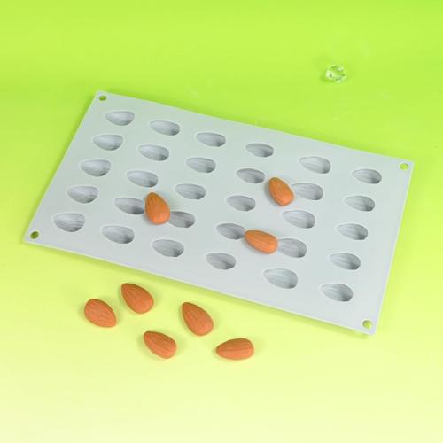 3D Chocolate Molds Silicone - 30 Cavity Almond Mousse Cake Molds for Baking, DIY Dessert, Ice Cube, Candy, Jelly, Resin - Reusable, Flexible, Non-Stick, BPA Free (A_ Almond)