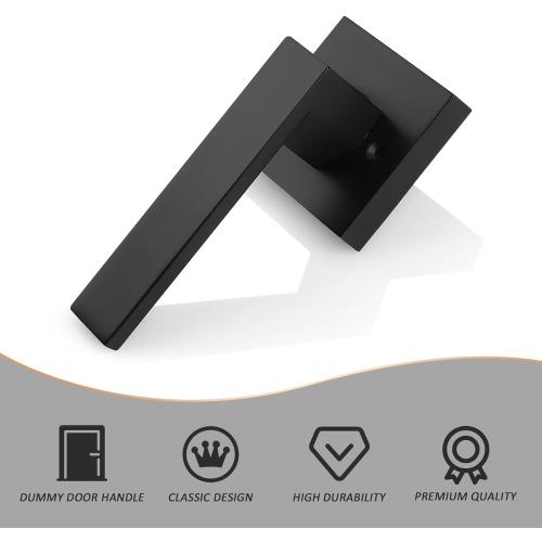 Probrico [Pack of 2 Door Lever Dummy Lever Door Handle for Closets French Doors,Square Dummy Door Lever,Non-Turning Single Side Pull with Black Finish,Easy Installation Pull Only Lever Set