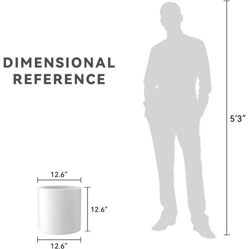 Dia Round Concrete Planter, Modern Style Large Cylindrical Plant Pot with Drainage Hole and Rubber Plug for Indoor Outdoor Patio, Pure White