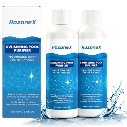 Swimming Pool Purifier, Pro Pool Water Purifier Liquid – Crystal Clear Pool Water | Safe for Inground, Above-Ground Pools & Water Features | Fast-Acting Pool Clarifier - Hozone X-2 Pack