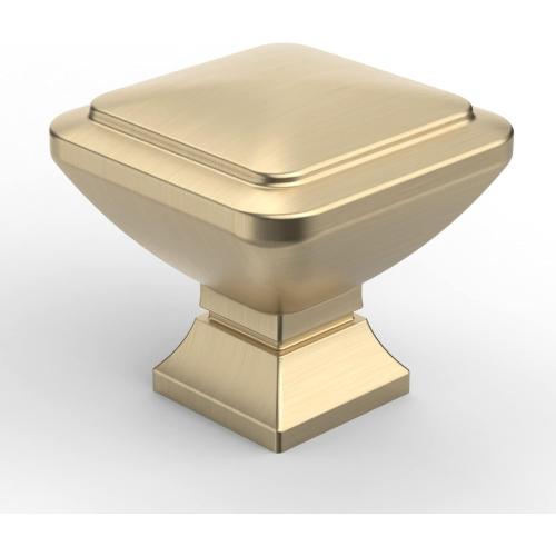 10 Pack 1.2 Inch Brushed Brass Square Kitchen Cabinet Knobs - Gold Drawer Knobs for Cabinets