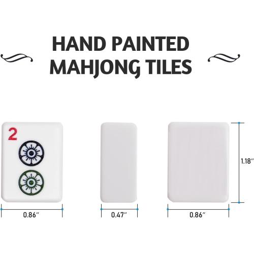 American Mahjong Set, 166 Mahjong Tiles with Racks, Pushers & Carrying Case | Premium Tiles, Complete Accessories, Portable Carrying Case, Perfect for Family Game Nights and Mahjong Lovers
