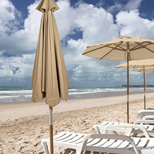 Replacement Umbrella Canopy for 10ft 6 Rib Patio Umbrella Fabric Replacement Outdoor Market Umbrella Top (Canopy Only)(Tan)